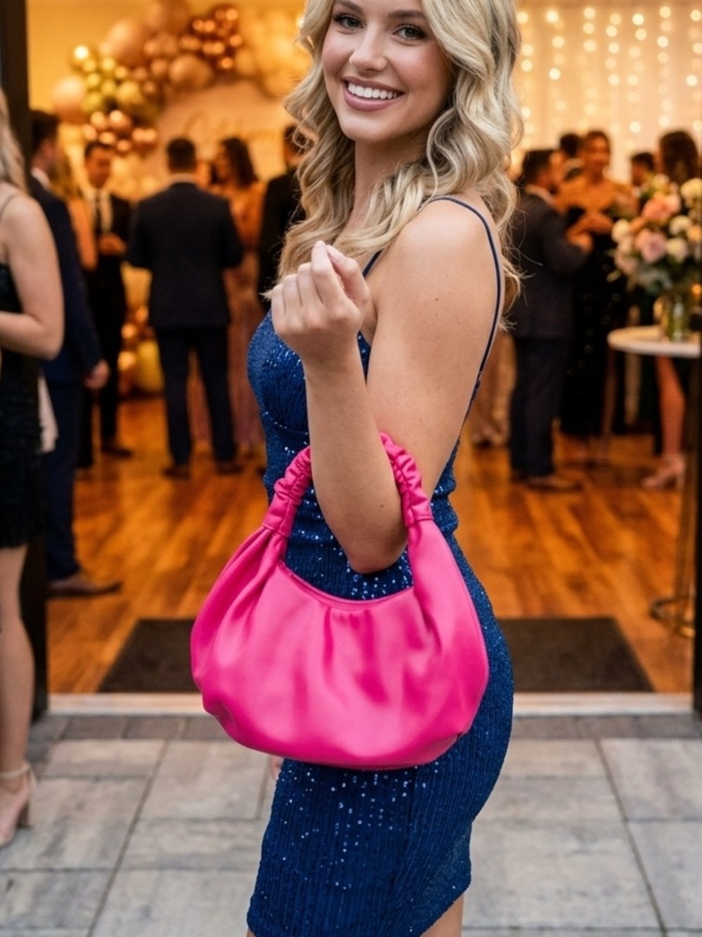 The Drop hot pink Y2K hobo bag